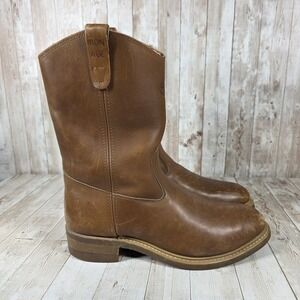 Iron Age Mens Leather Pull On Work Boots Brown Oil Resistant Made USA Sz 8